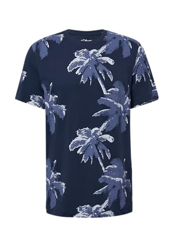 T-Shirt aus Baumwolle mit All-Over-Print tiefblau M von s.Oliver
