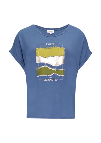 T-Shirt aus Viskosestretch mit Frontprint blau 36 von s.Oliver