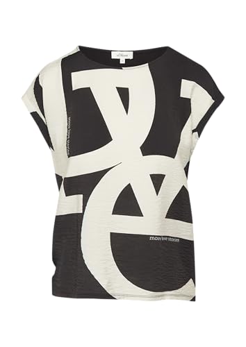 T-Shirt im Fabricmix mit vorderseitigem Print schwarz 38 von s.Oliver