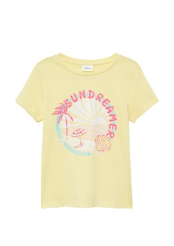 T-Shirt im Loose Fit mit Glitzerprint helles Zitrone 128/134 von s.Oliver