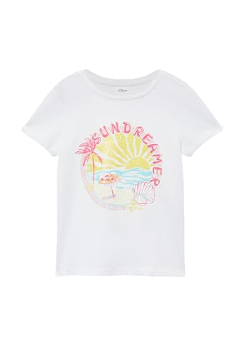 T-Shirt im Loose Fit mit Glitzerprint weiß 140 von s.Oliver