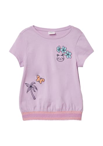 T-Shirt im O-Shape mit Stickerei und gesmoktem Saum Flieder 140 von s.Oliver