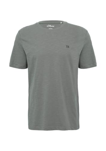 T-Shirt mit Flammgarnstruktur und Logo-Print grau meliert 3XL von s.Oliver