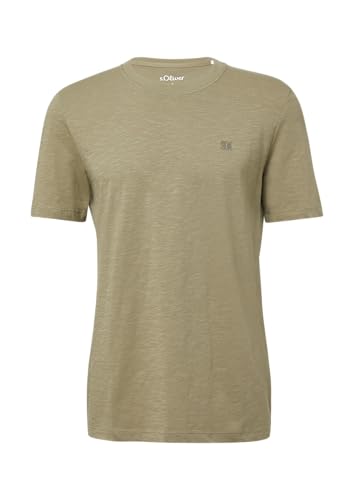 T-Shirt mit Flammgarnstruktur und Logo-Print olivgrün 3XL von s.Oliver
