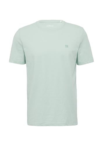 T-Shirt mit Flammgarnstruktur und Logo-Print ozeangrün XXL von s.Oliver
