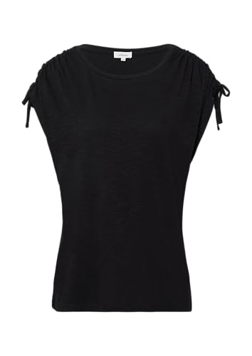 T-Shirt mit Flammgarnstruktur und Raffung schwarz 46 von s.Oliver