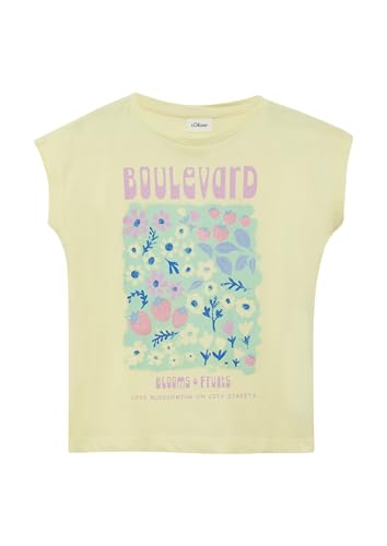 T-Shirt mit Glitzerprint in V-Shape helles Zitrone 140 von s.Oliver