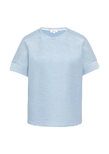 T-Shirt mit Strukturstreifen im Relaxed Fit Royalblau 38 von s.Oliver
