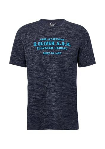 Meliertes T-Shirt mit Logo-Schriftzug tiefblau S von s.Oliver