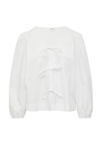 Verspielte Popeline-Bluse mit Schleifen und Puffärmeln weiß 38 von s.Oliver