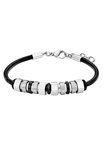 s. Oliver Herren-Armband Lederarmband Edelstahl Leder 21 cm von s.Oliver