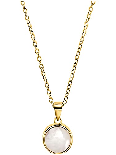 s.Oliver Kette mit Anhänger 925 Sterling Silber Damen Halsschmuck, mit Mondstein, 42+3 cm, Gold, Kommt in Schmuck Geschenk Box, 2034176 von s.Oliver