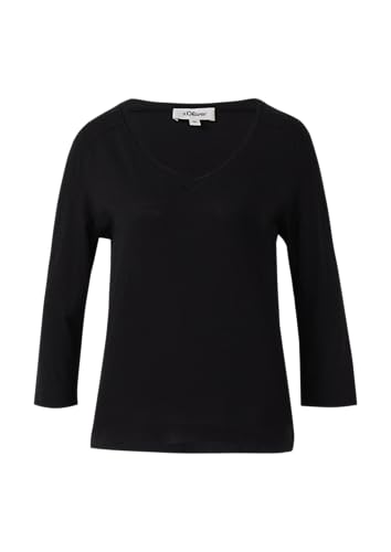s.Oliver 3/4-Armshirt aus Baumwoll-Flammgarn mit tiefem V-Ausschnitt schwarz 48 von s.Oliver