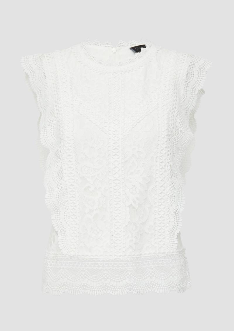 s.Oliver - Ärmellose Bluse aus Spitze, Damen, creme von s.Oliver