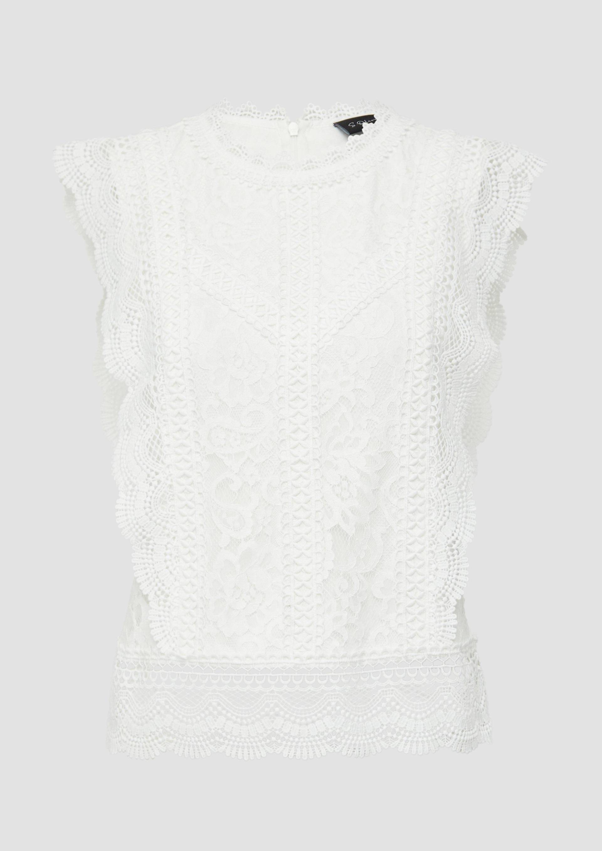 s.Oliver - Ärmellose Bluse aus Spitze, Damen, creme von s.Oliver