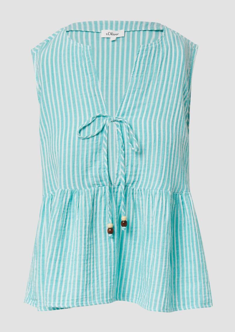 s.Oliver - Ärmellose Bluse im Relaxed Fit mit Bindedetail, Damen, türkis von s.Oliver