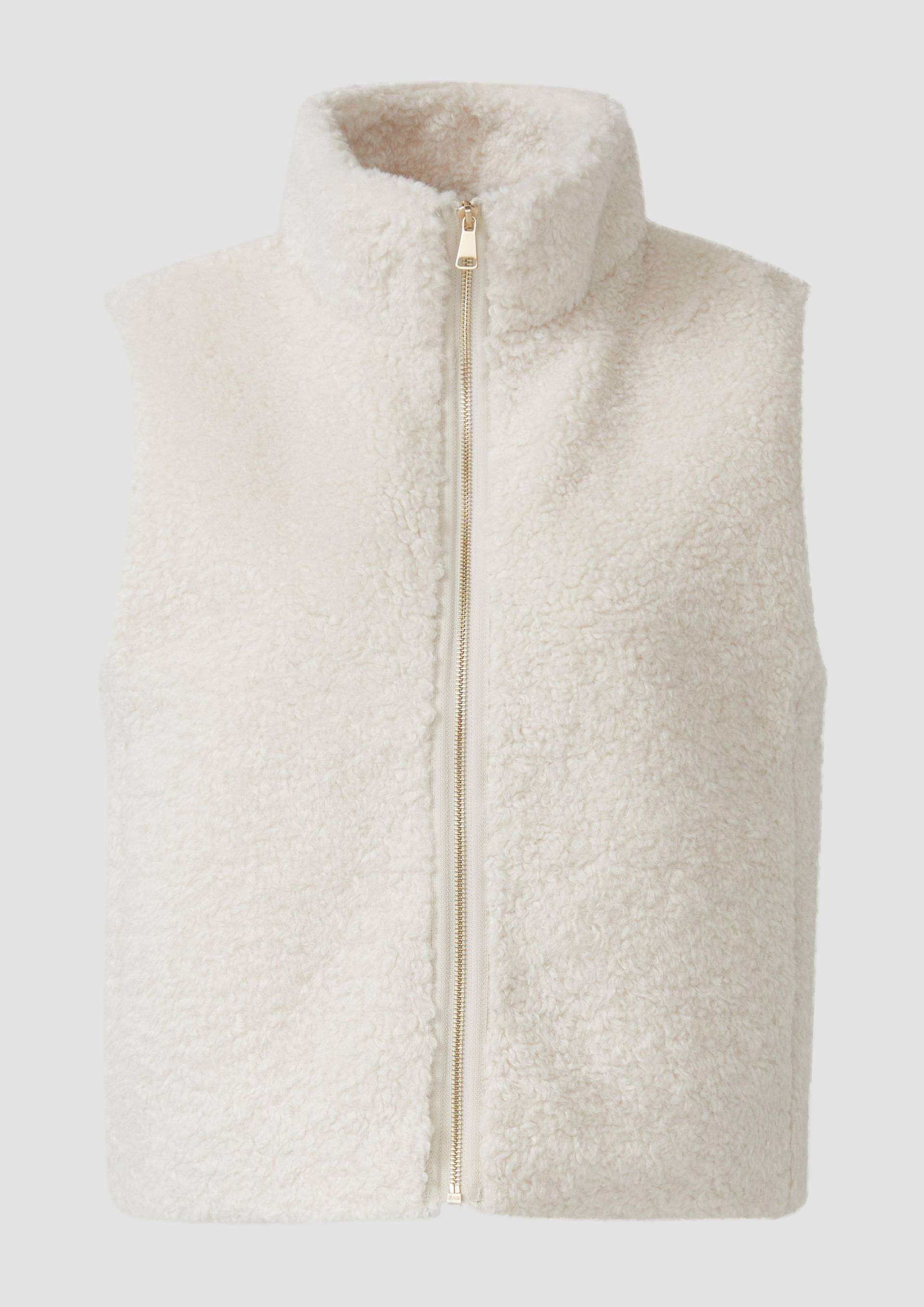 s.Oliver - Weste aus Teddyplüsch mit Eingrifftaschen, Damen, Beige von s.Oliver