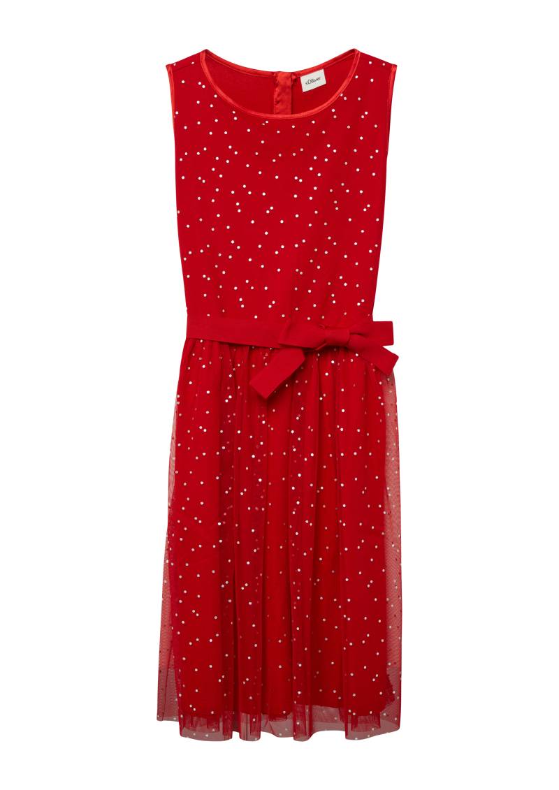 s.Oliver - Ärmelloses Mesh-Kleid mit silbernen Pünktchen, Mädchen, rot von s.Oliver