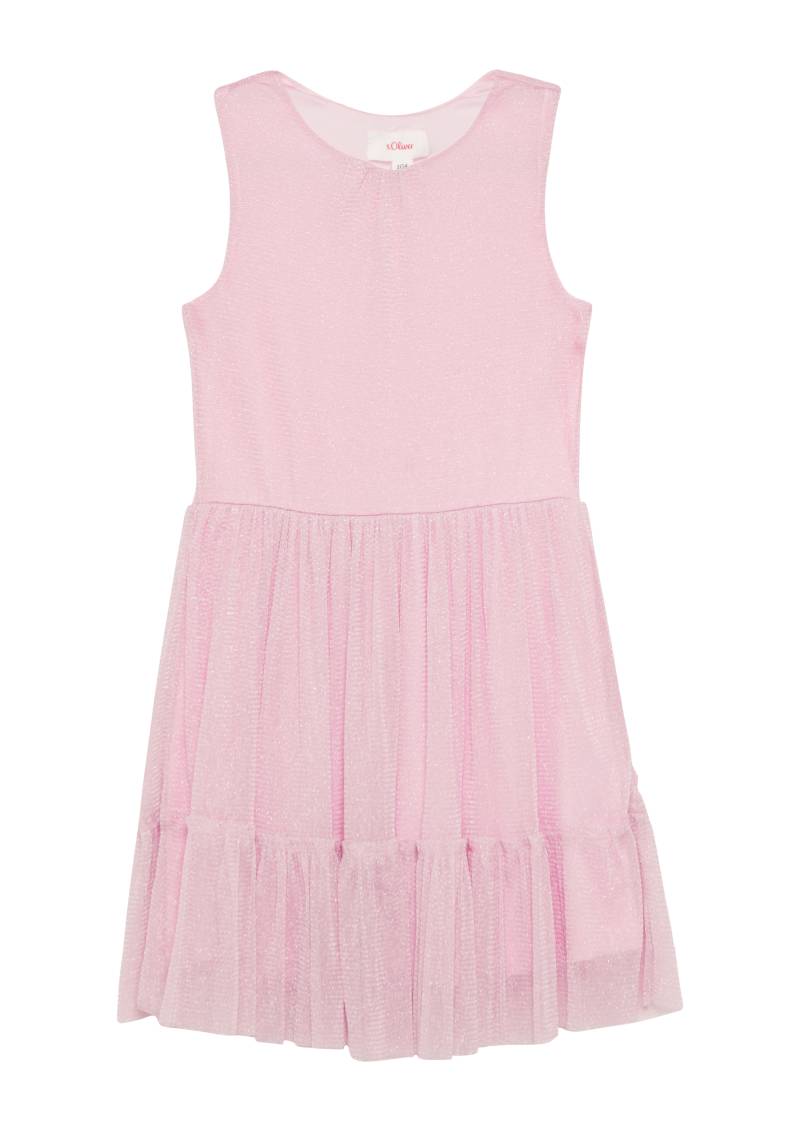 s.Oliver - Ärmelloses Stufenkleid aus Glitzermesh, Kinder, Rosa von s.Oliver