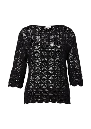 s.Oliver Ajour-Strickpullover mit 3/4-Ärmeln schwarz 36 von s.Oliver