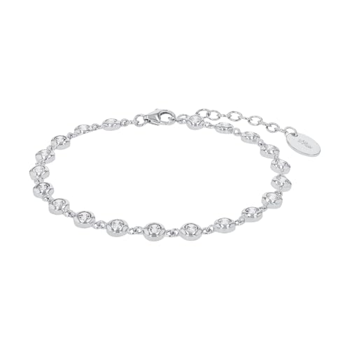 s.Oliver Armband 925 Sterling Silber Damen Armschmuck, mit Zirkonia synth., 17+3 cm, Gold, Kommt in Schmuck Geschenk Box, 2030748 von s.Oliver