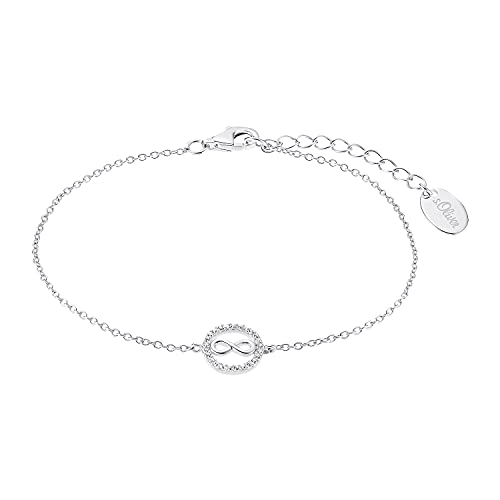 s.Oliver Armband 925 Sterling Silber Damen Armschmuck, mit Zirkonia synth., 17+3 cm, Silber, Infinity, Kommt in Schmuck Geschenk Box, 2032571 von s.Oliver