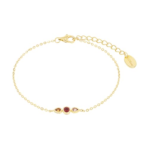s.Oliver Armband 925 Sterling Silber Damen Armschmuck, mit Zirkonia synth., 17+3 cm, Rot, Kommt in Schmuck Geschenk Box, 2038823 von s.Oliver
