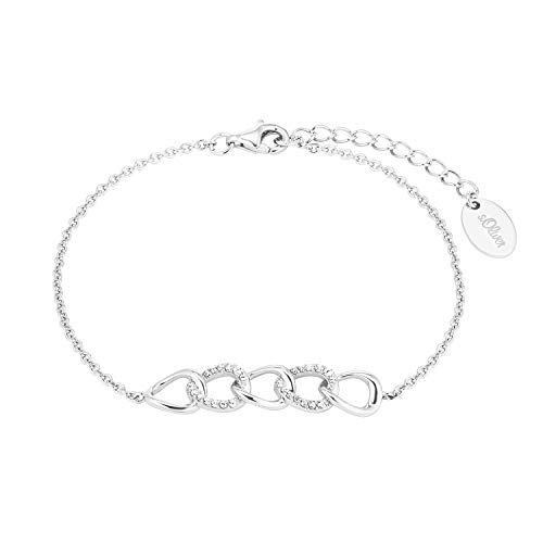 s.Oliver Armband 925 Sterling Silber Damen Armschmuck, mit Zirkonia synth., 17+3 cm, Silber, Kommt in Schmuck Geschenk Box, 2028498 von s.Oliver
