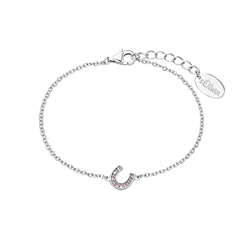 s.Oliver Armband 925 Sterling Silber Mädchen Kinder Armschmuck, mit Zirkonia synth., 14+2 cm, Silber, Hufeisen, Kommt in Schmuck Geschenk Box, 2032587 von s.Oliver