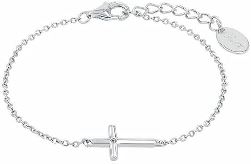 s.Oliver Armband 925 Sterling Silber Mädchen Kinder Armschmuck, mit Zirkonia synth., 14+2 cm, Silber, Kreuz, Kommt in Schmuck Geschenk Box, 2037784 von s.Oliver