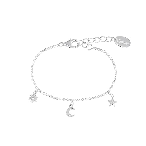 s.Oliver Armband 925 Sterling Silber Mädchen Kinder Armschmuck, mit Zirkonia synth., 14+2 cm, Silber, Mond, Kommt in Schmuck Geschenk Box, 2036884 von s.Oliver