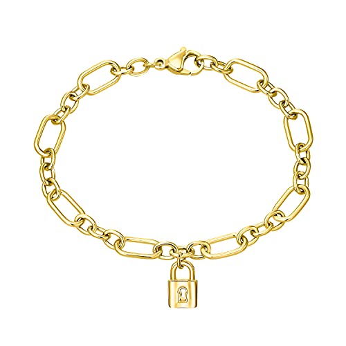 s.Oliver Armband Edelstahl Damen Armschmuck, 20 cm, Gold, Schloss, Kommt in Schmuck Geschenk Box, 2032522 von s.Oliver