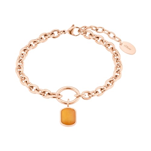 s.Oliver Armband Edelstahl Damen Armschmuck, mit Aventurin, 17+3 cm, Roségold, Kommt in Schmuck Geschenk Box, 2037971 von s.Oliver