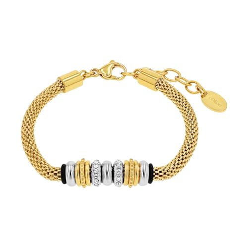 s.Oliver Armband Edelstahl Kautschuk Damen Armschmuck, mit Zirkonia synth., 18+3 cm, Bicolor, Kommt in Schmuck Geschenk Box, 2036836 von s.Oliver