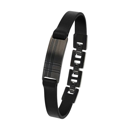 s.Oliver Armband Edelstahl Leder Herren Armschmuck, 18,5+1,5+1,5 cm, Schwarz, Kommt in Schmuck Geschenk Box, 2039737 s.Oliver Armband Edelstahl Leder Herren Armschmuck, 18,5+1,5+1,5 cm, Schwarz, Kommt in Schmuck Geschenk Box, 2039737 von s.Oliver