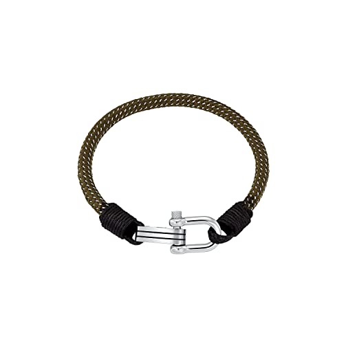 s.Oliver Armband Edelstahl Leder Herren Armschmuck, 20 cm, Khaki, Kommt in Schmuck Geschenk Box, 2033922 von s.Oliver