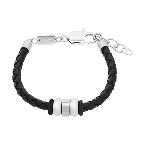 s.Oliver Armband Edelstahl Leder Jungen Kinder Armschmuck, 16+2 cm, Bicolor, Kommt in Schmuck Geschenk Box, 2035804 von s.Oliver