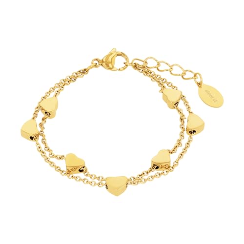 s.Oliver Armband Edelstahl Mädchen Kinder Armschmuck, 14+2 cm, Gold, Herz, Kommt in Schmuck Geschenk Box, 2036451 von s.Oliver