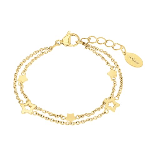 s.Oliver Armband Edelstahl Mädchen Kinder Armschmuck, 14+2 cm, Gold, Stern, Kommt in Schmuck Geschenk Box, 2036452 von s.Oliver