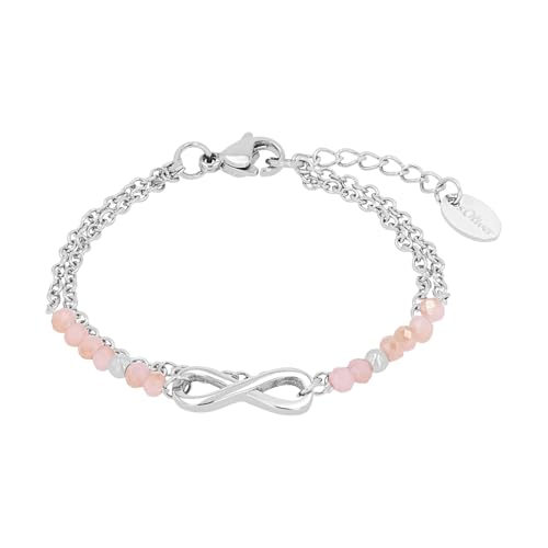 s.Oliver Armband Edelstahl Mädchen Kinder Armschmuck, mit Glas, 14+2 cm, Silber, Infinity, Kommt in Schmuck Geschenk Box, von s.Oliver
