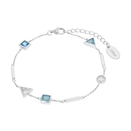 s.Oliver Armband 925 Sterling Silber Damen Armschmuck, mit Zirkonia synth., 17+3 cm, Silber, Kommt in Schmuck Geschenk Box, 2033898 von s.Oliver