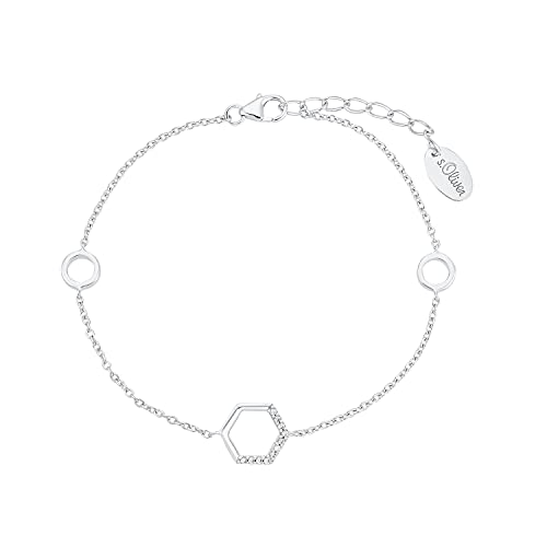 s.Oliver Armband 925 Sterling Silber Damen Armschmuck, mit Zirkonia synth., 17+3 cm, Silber, Kommt in Schmuck Geschenk Box, 2031422 von s.Oliver