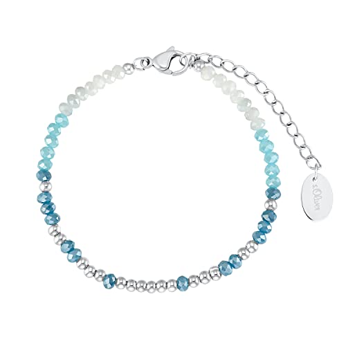 s.Oliver Armband Edelstahl Damen Armschmuck, mit Glasperle, 16+4 cm, Blau, Kommt in Schmuck Geschenk Box, 2031478 von s.Oliver