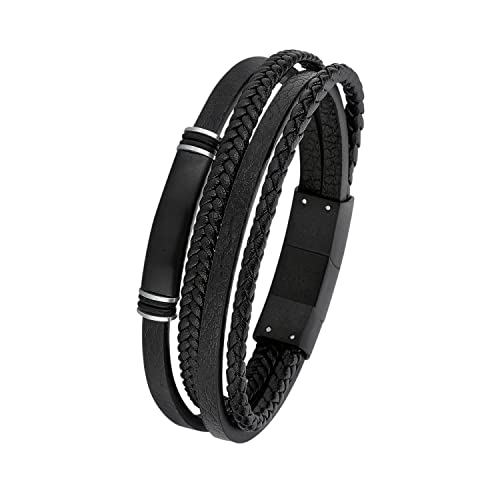 s.Oliver Armband Edelstahl Leder Herren Armschmuck, 20+1,5 cm, Bicolor, Kommt in Schmuck Geschenk Box, 2026001 von s.Oliver