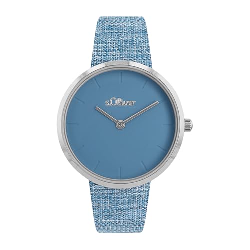 s.Oliver Armbanduhr Damen Quarzuhr Analog, mit Leder Armband, Schwarz, 5 bar Wasserdicht, Kommt in Uhren Geschenk Box, von s.Oliver