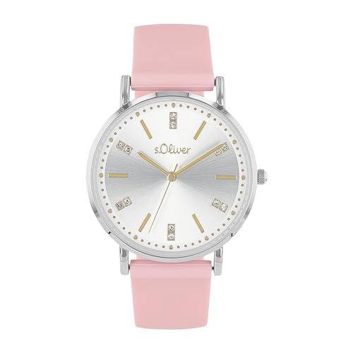 s.Oliver Armbanduhr Damen Quarzuhr Analog, mit Silikon Armband, Silber, 3 bar Wasserdicht, Kommt in Uhren Geschenk Box von s.Oliver
