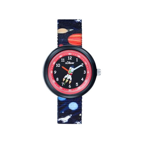 s.Oliver Armbanduhr Jungen Kinder Quarzuhr Analog, mit Nylon Armband, Mehrfarbig, wasserfest Wasserdicht, Kommt in Uhren Geschenk Box, 2037722 von s.Oliver