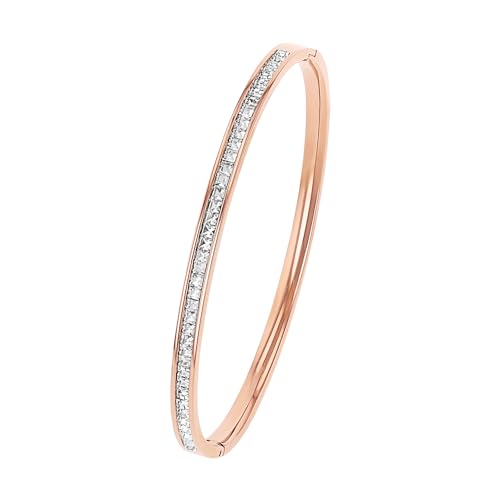 s.Oliver Armreif Edelstahl Damen Armschmuck, mit Kristall, 6,3 cm, Roséfarben, Kommt in Schmuck Geschenk Box, 2018536 von s.Oliver