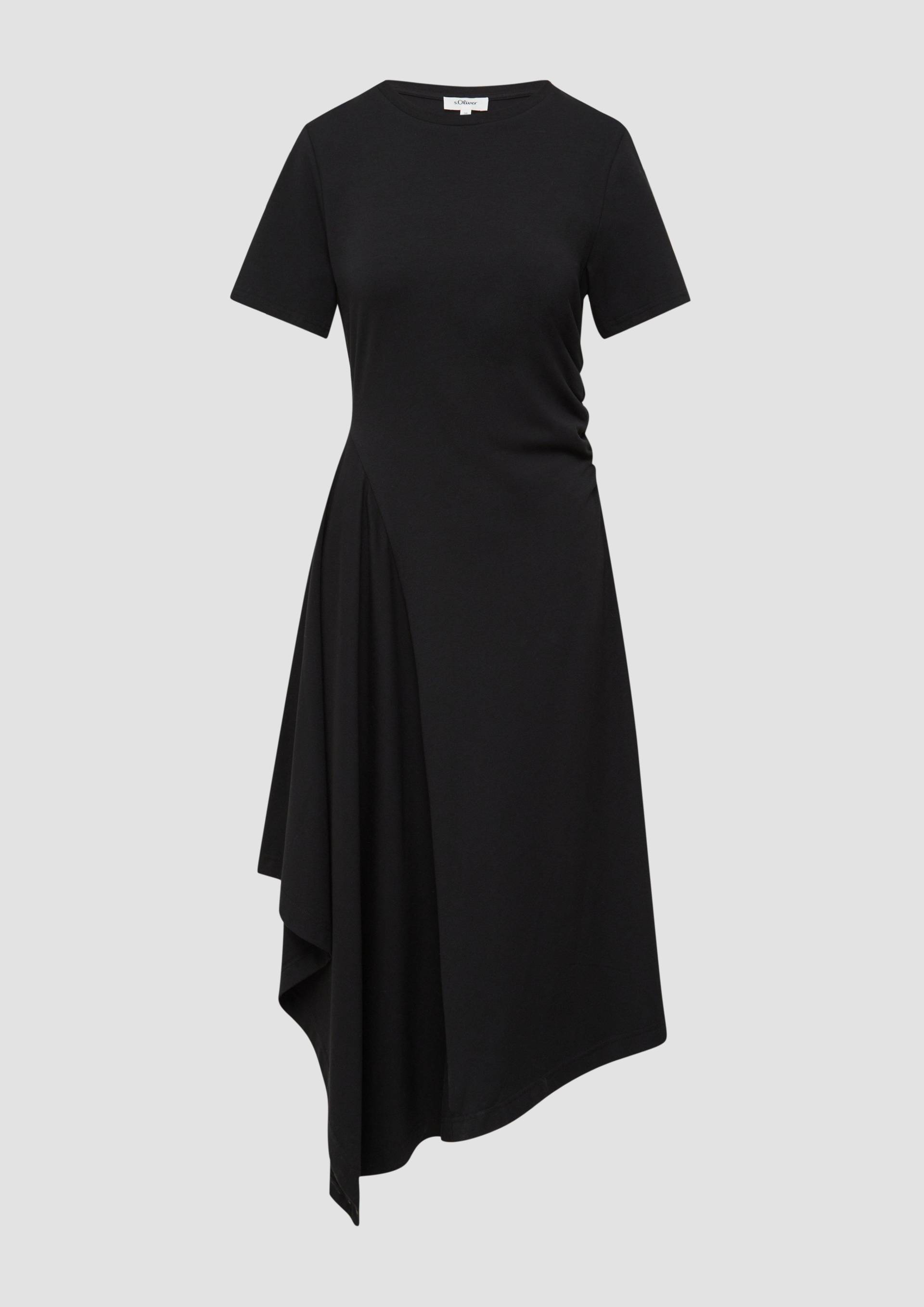 s.Oliver - Tailliertes Midikleid mit Raffungen und asymmetrischem Rock, Damen, schwarz von s.Oliver