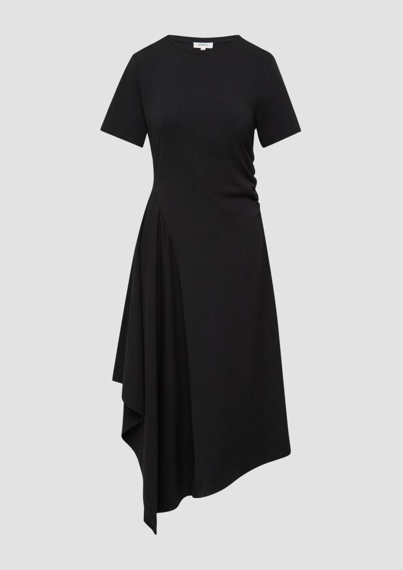 s.Oliver - Tailliertes Midikleid mit Raffungen und asymmetrischem Rock, Damen, schwarz von s.Oliver